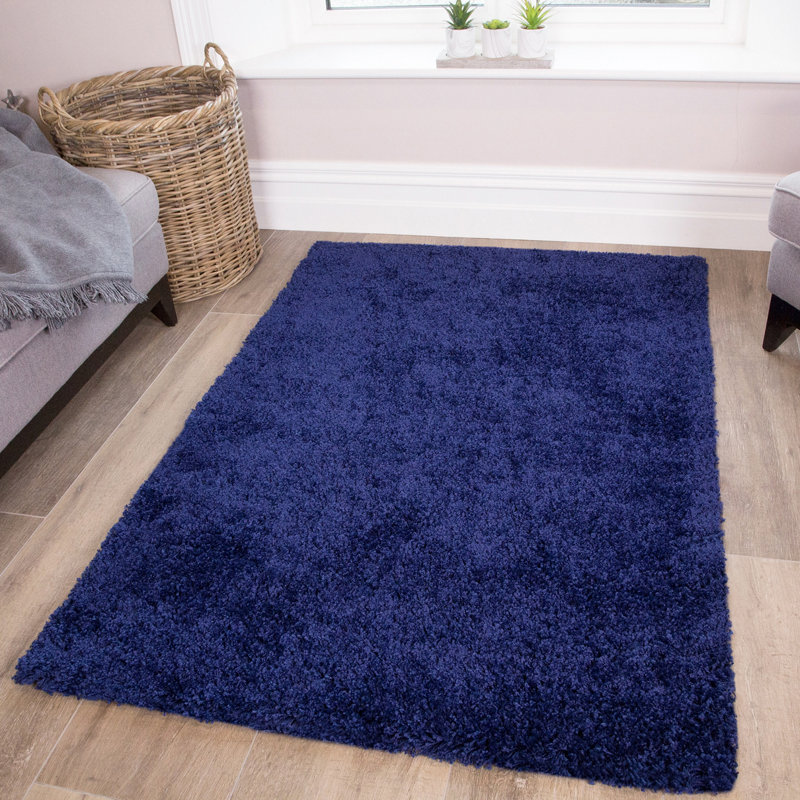 17 Stories Amarachukwu Shaggy Navy Rug Wayfair.co.uk